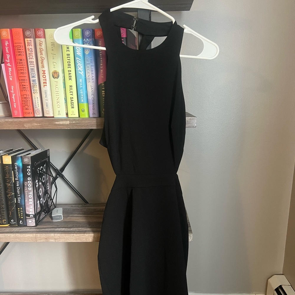 Express Size S black open back halter dress